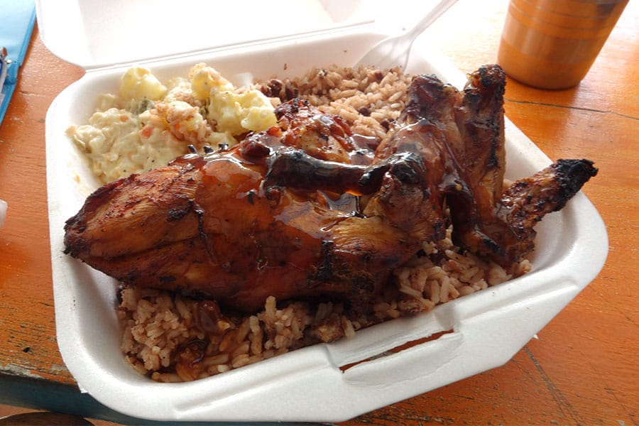 Grilled Chicken with Rice and Beans, a backpackers delight
