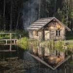smoke sauna in summer in estonia