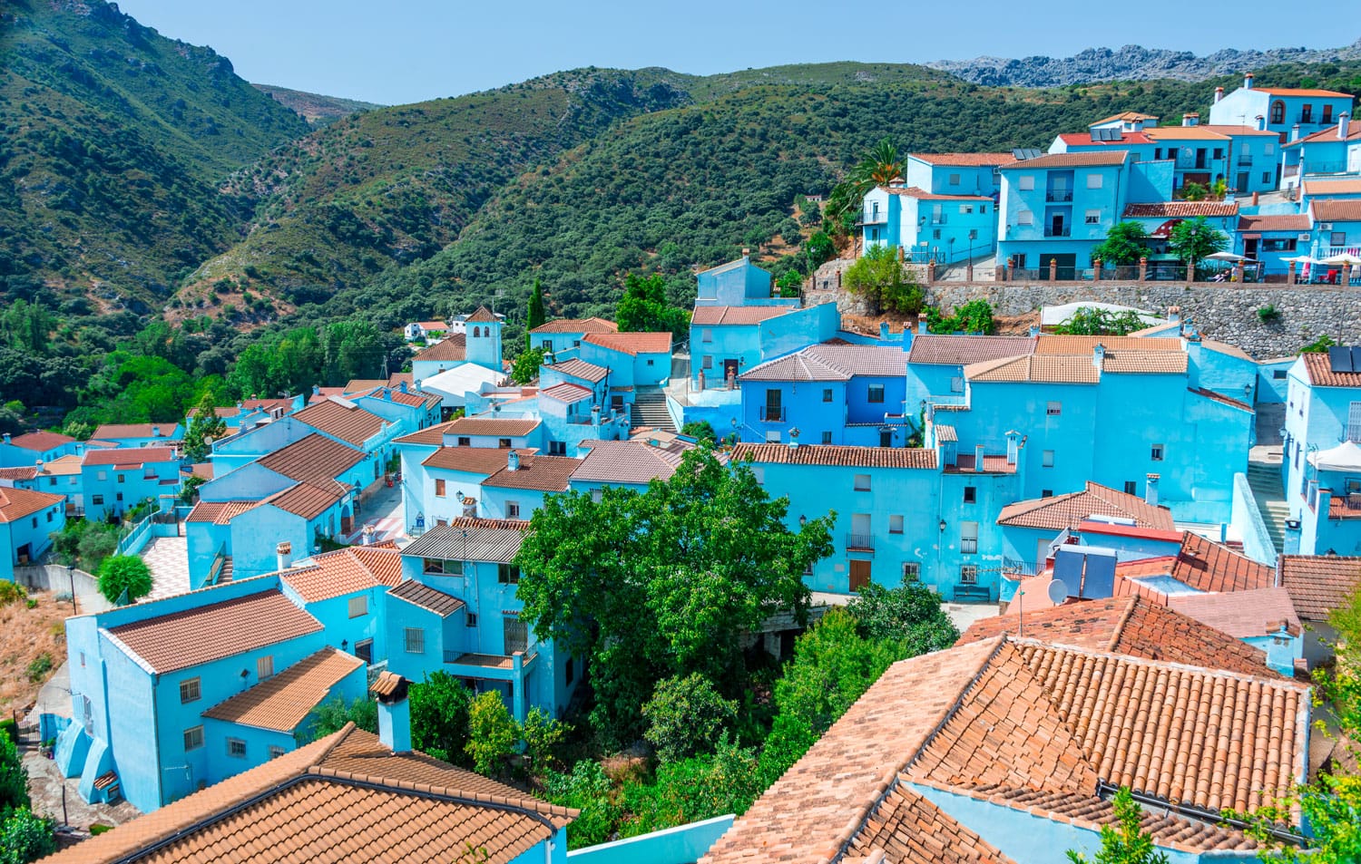 Juzcar the Smurf village, famous village of Andalucia