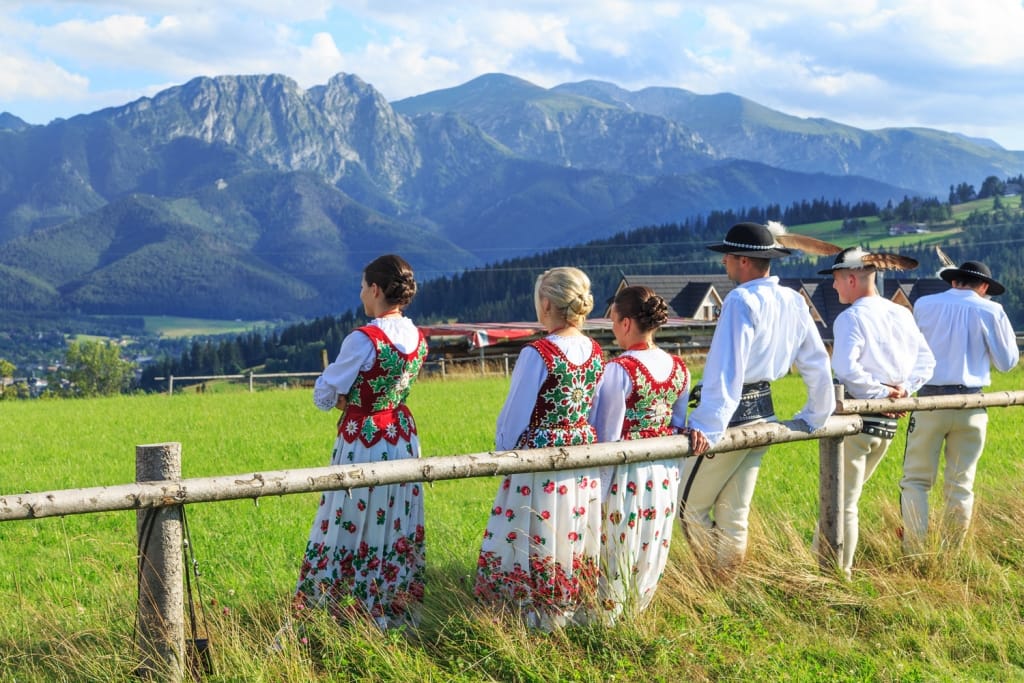 Local people in traditional clothes in Zakopane