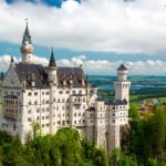 Neuschwanstein Castle on the top of the mountain in Bavaria, Germany