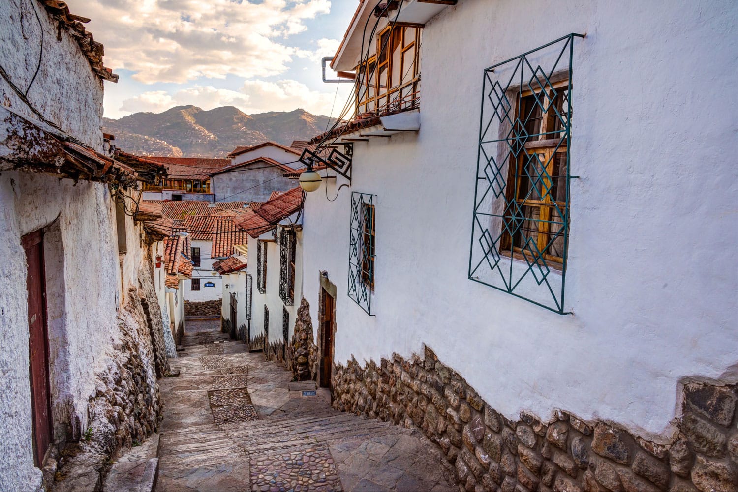 View of San Blas town streets in Cusco, Peru