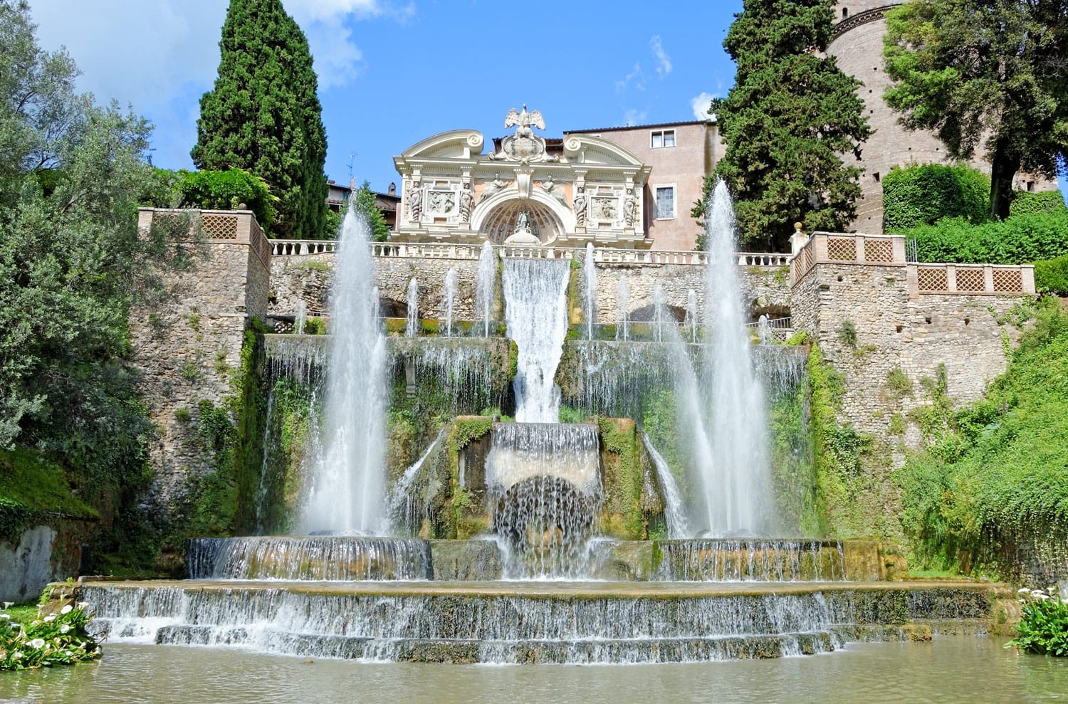Taman Villa d'Este dan air mancur di Tivoli, Italia