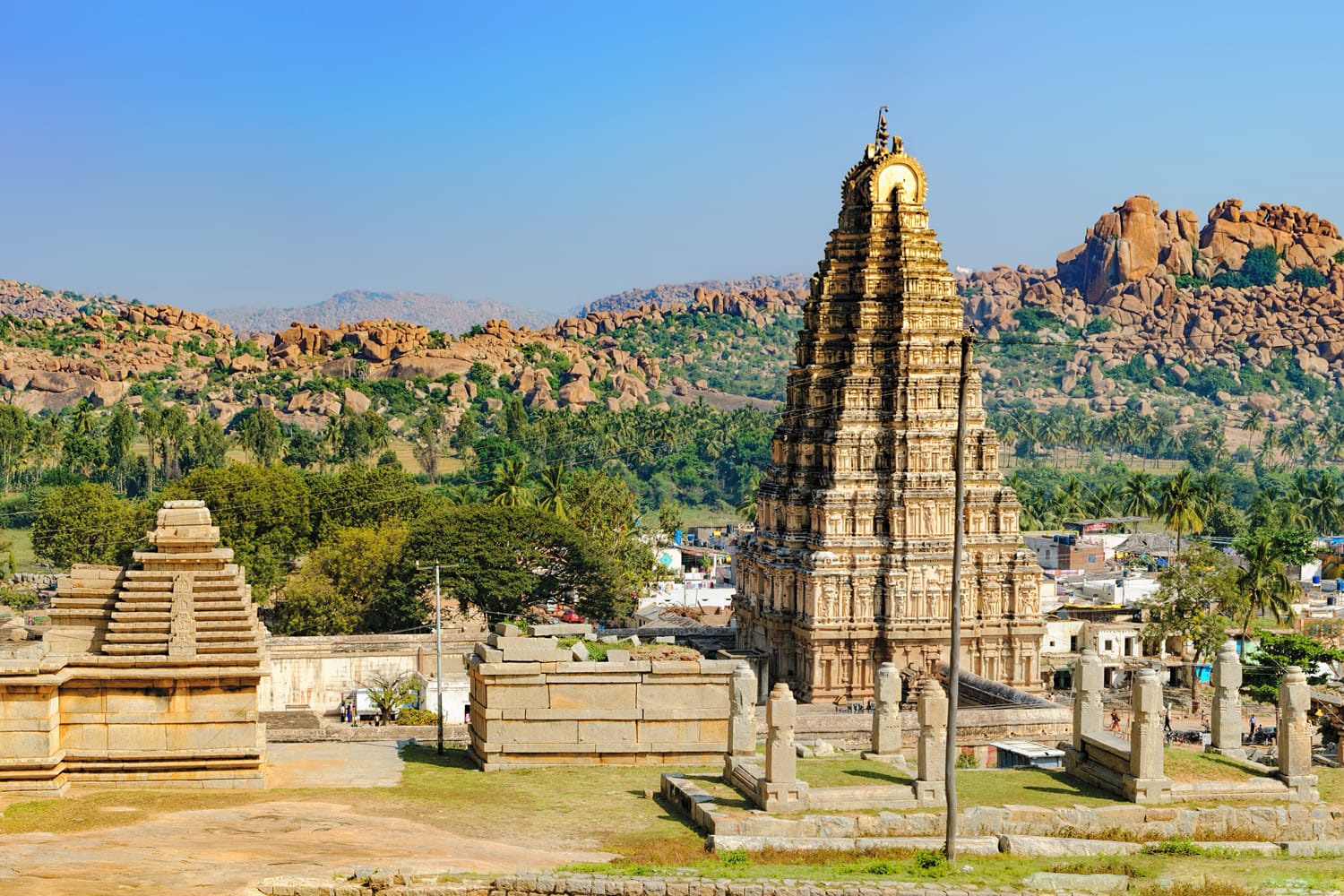 Virupaksha Temple, located in the ruins of ancient city Vijayanagar at Hampi, India