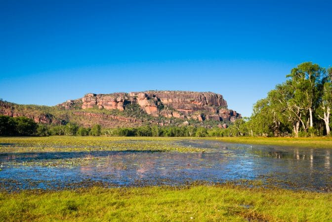 View to Nourlangie from Anbangbang Billabong, Kakadu National Park, Australia