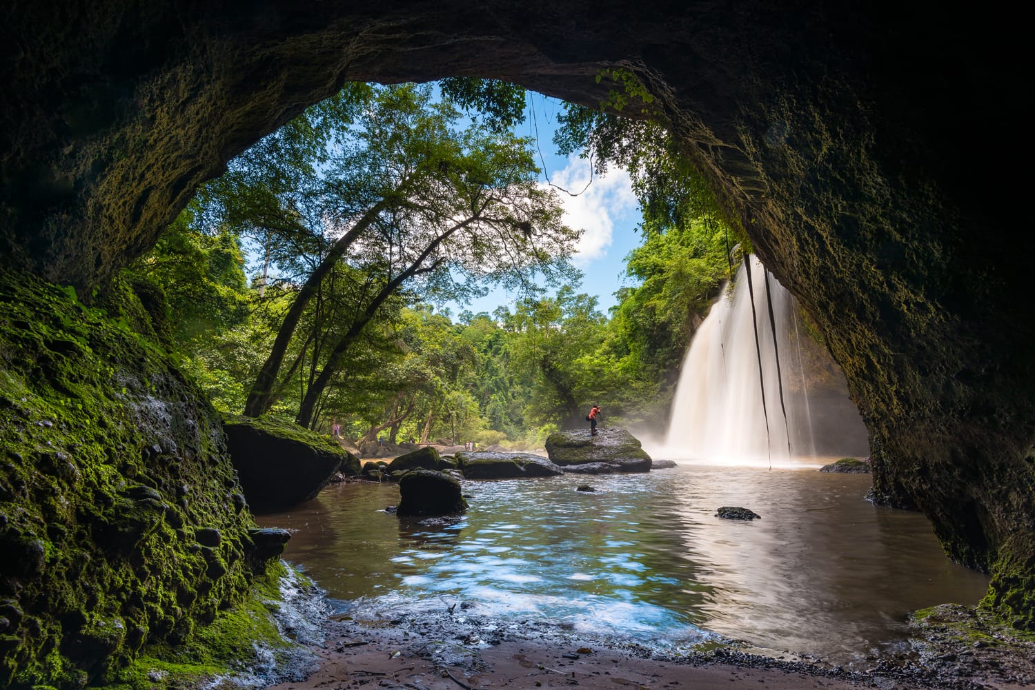 Cave under Heo Suwat Waterfall in Khao Yai National Park in Thailand.