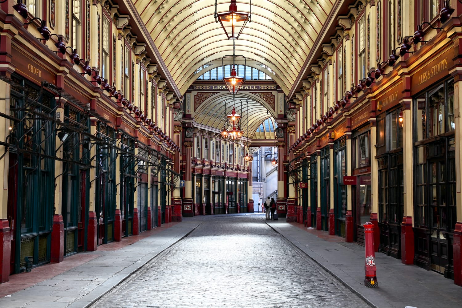Leadenhall market in London. It is one of the oldest markets in London, dating back to the 14th century.