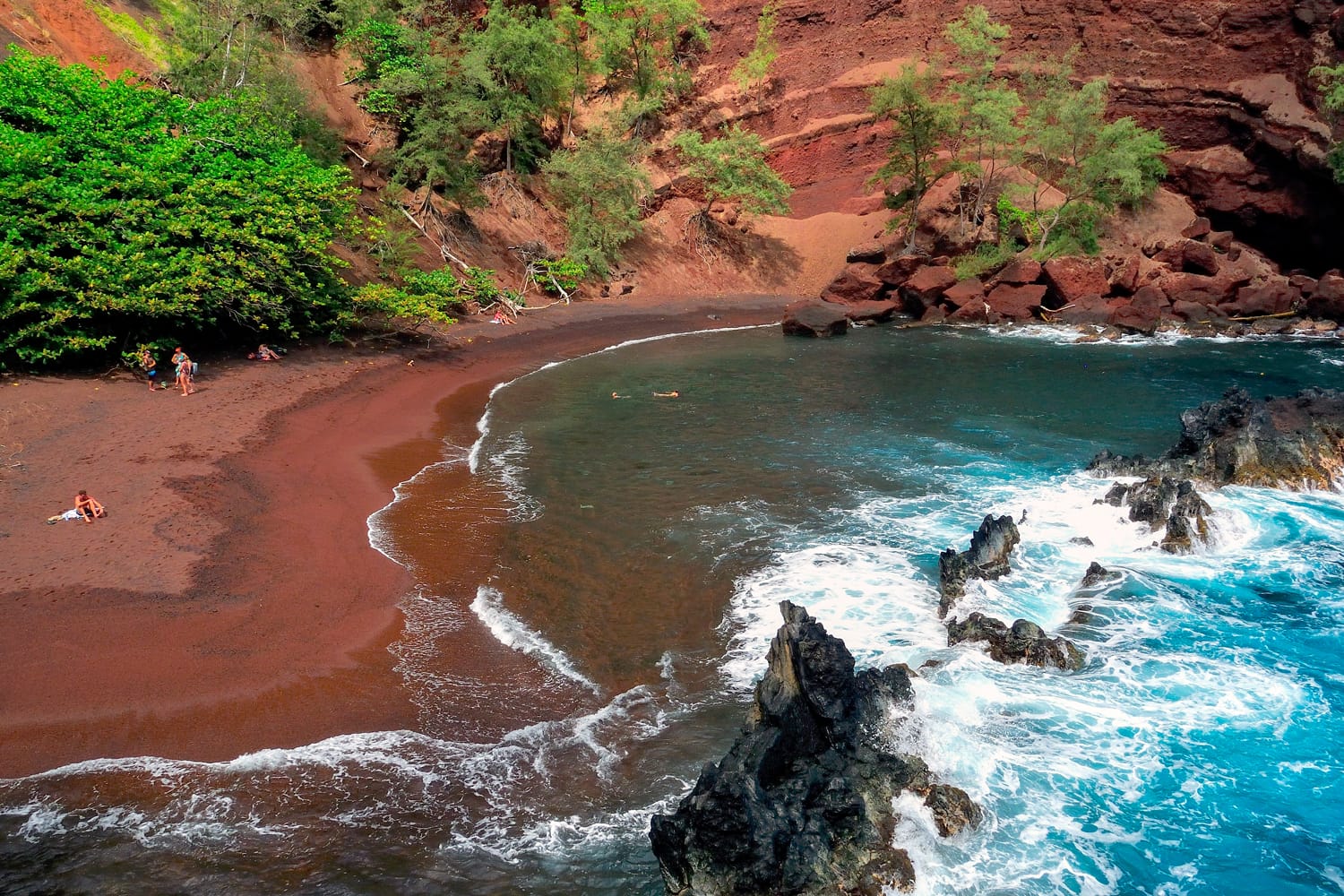 Kaihalulu Red Sand Beach in Maui, Hawaii