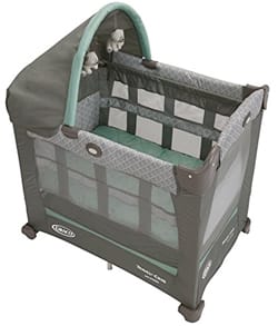 Entryway with Mosquito Net and Carry Bag Grey Portable&Foldable Infant Baby Playpen 2 in 1 Baby Crib Hadwin Travel Cot with Mattress and Toys Boys and Girls 
