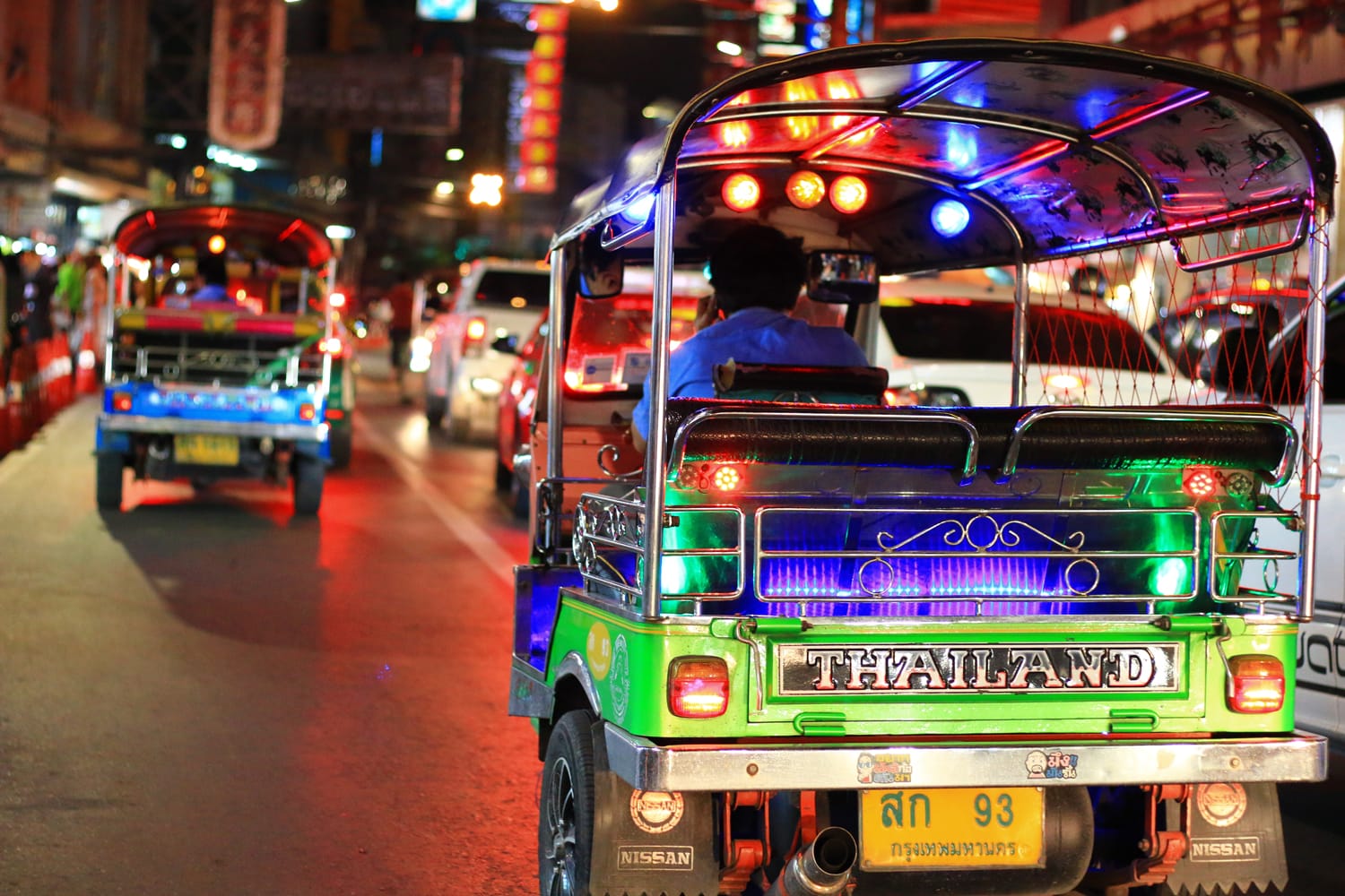 Tuk Tuk at night in Bangkok Thailand