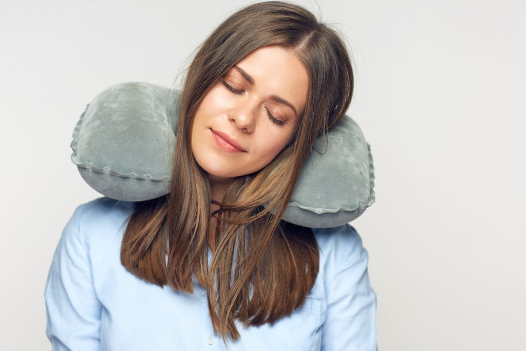 Jiu Travel Pillow Luxuriously Neck Pillow Support and Lightweight for Sleeping on Airplane Car and Train Carrying Bag Soft and Ergonomic，with Storage Bag Color : Blue