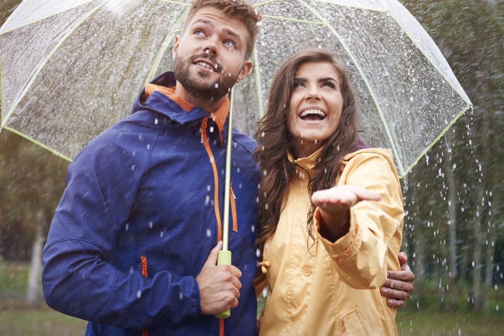 Couple using one of the best travel umbrella