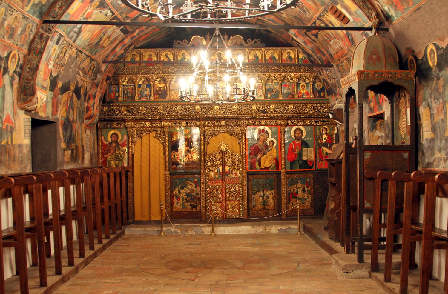 Ancient murals inside the Nativity of Christ church