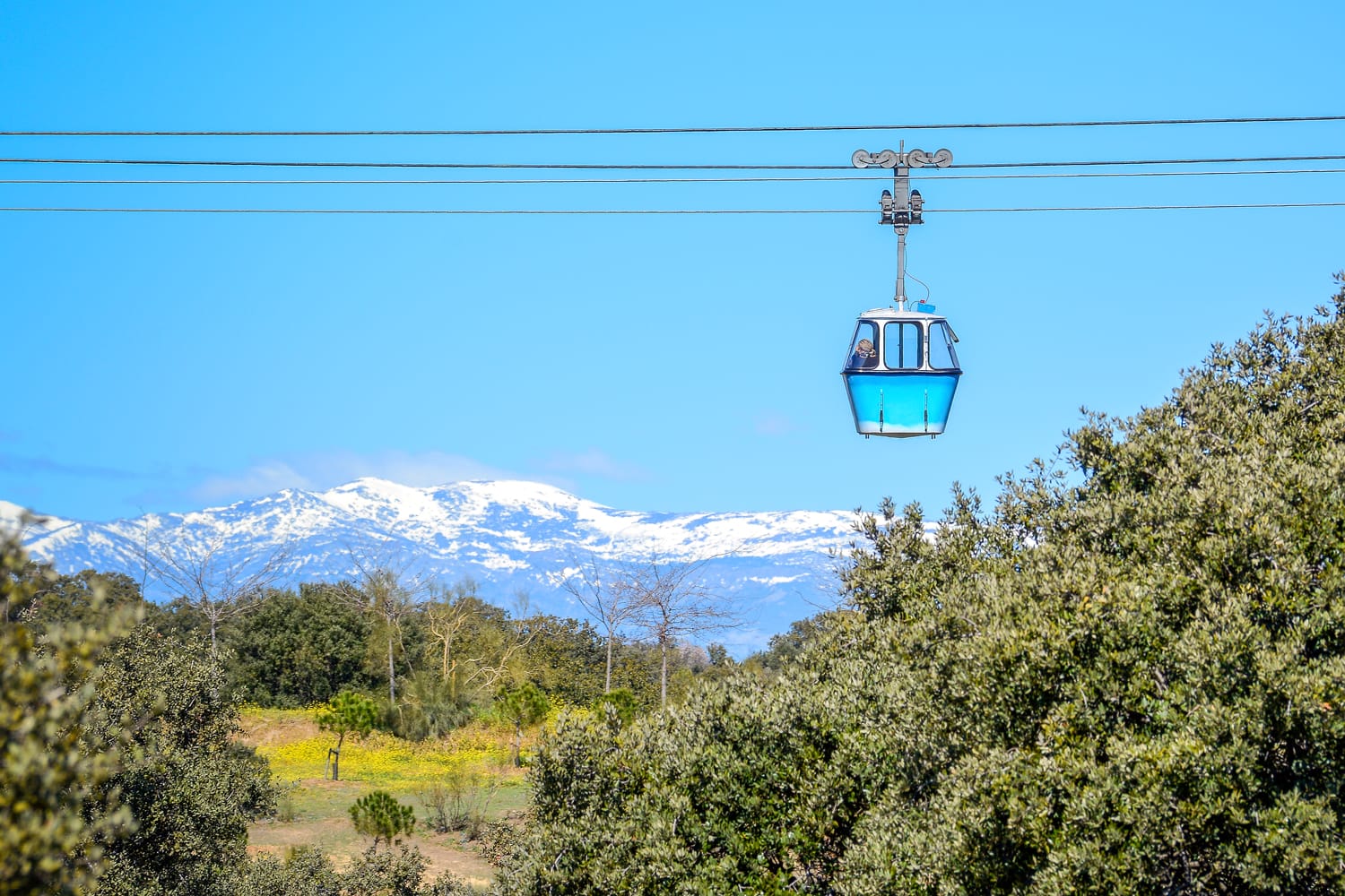 Madrid's cable car (Teleférico de Madrid in Spanish). a gondola lift that links the Parque del Oeste with the Casa de Campo.