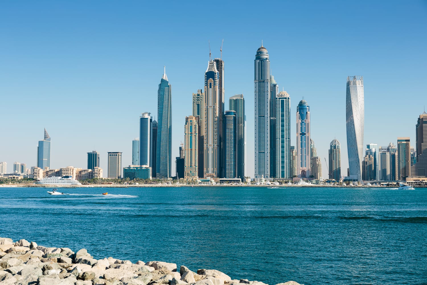 Dubai skyline seen from the ocean