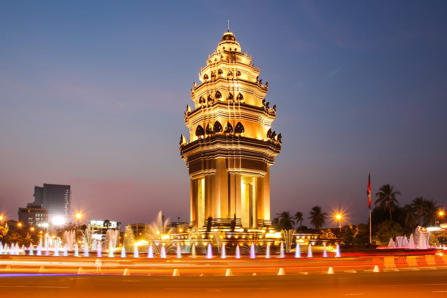 The twilight time at Independence Monument which is the one of landmark in Phnom Penh, Cambodia