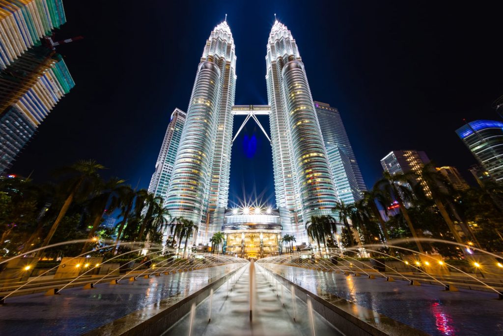 Petronas Towers in Kuala Lumpur, Malaysia at night