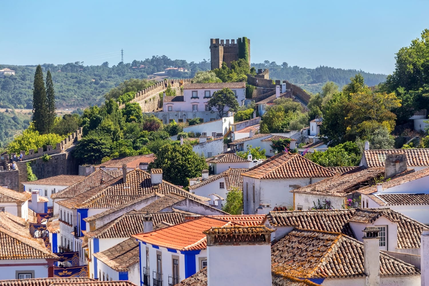 The ancient streets and houses of Portuguese village of Obidos.