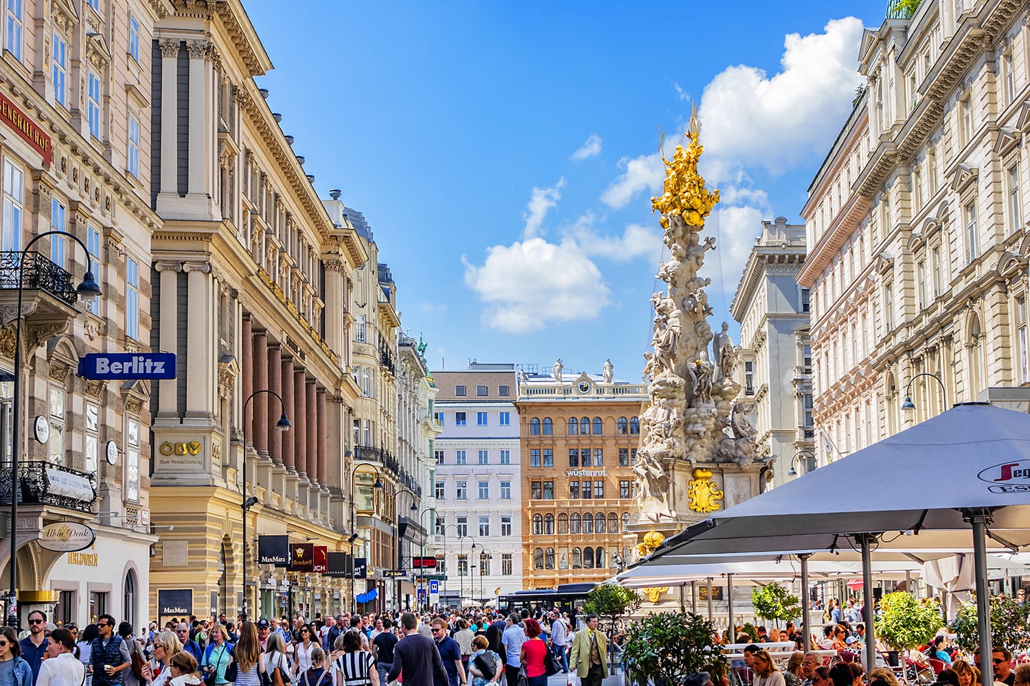 The Graben street - one of the most famous streets in Vienna first district, the city centre. Graben has served as a marketplace from the very beginning.
