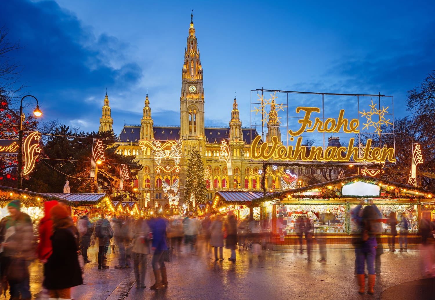 Rathaus and christmas market in Vienna, Austria