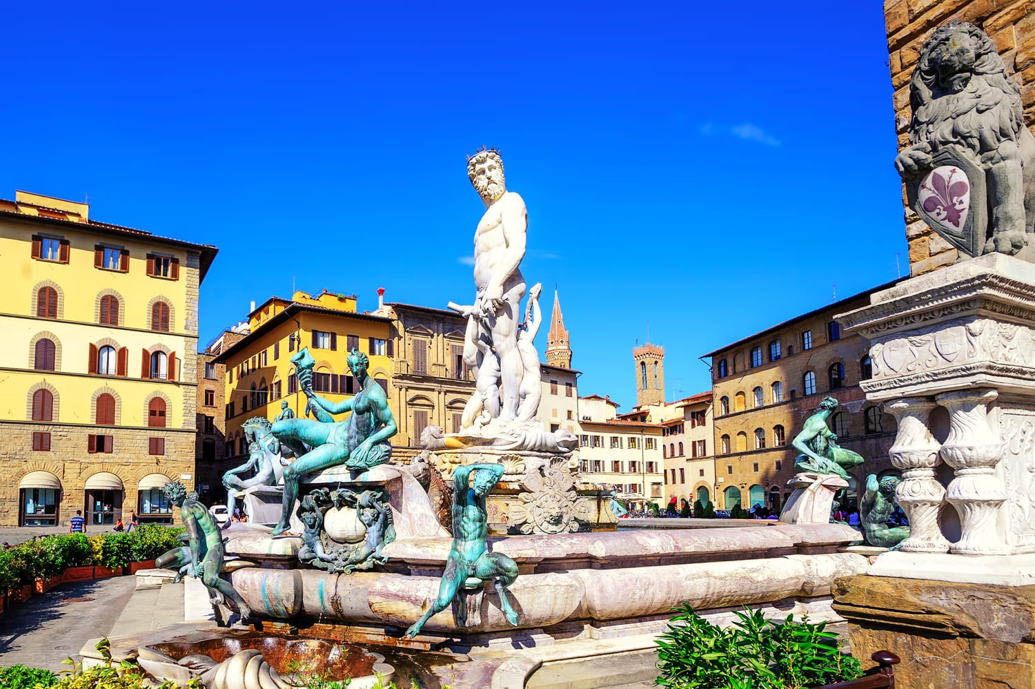 Fountain of Neptune in the olt town center of Florence, Italy