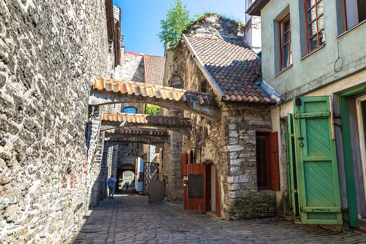 St Catherine's passage - historical cobbled street in old town of Tallinn, Estonia