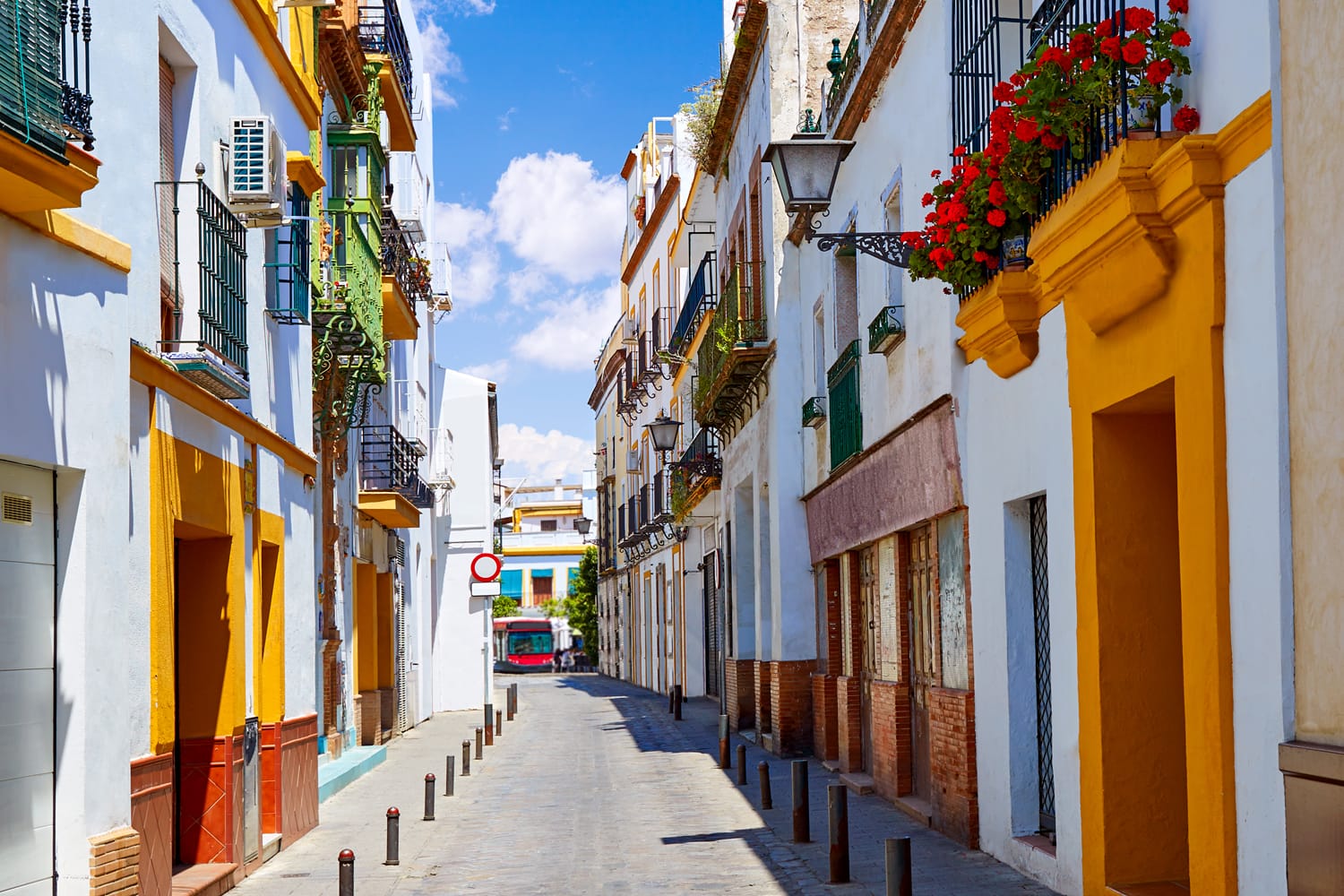 Triana barrio facades in Seville Andalusia Spain