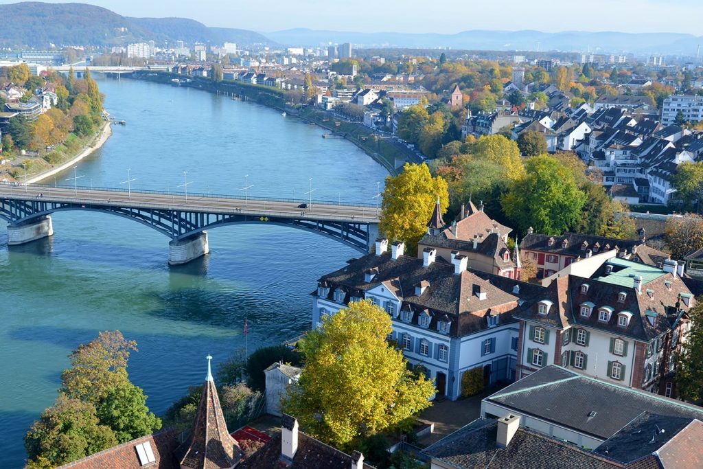 Aerial view of Basel in Switzerland