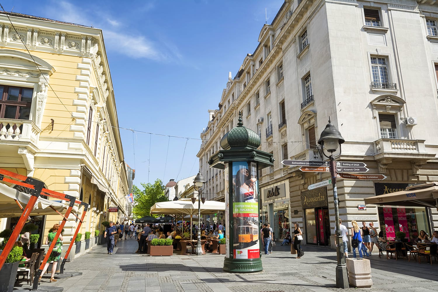 Knez Mihailova Street is the main pedestrian and shopping zone in Belgrade, Serbia.