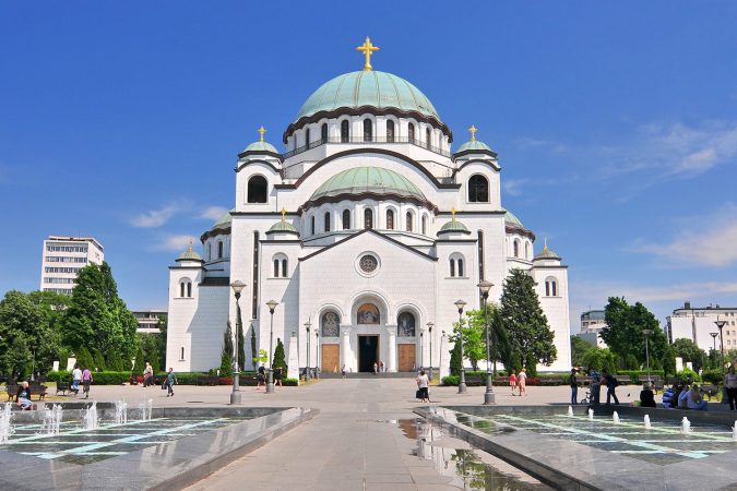 Saint Sava cathedral and Monument of Karageorge Petrovitch in Belgrade, Serbia
