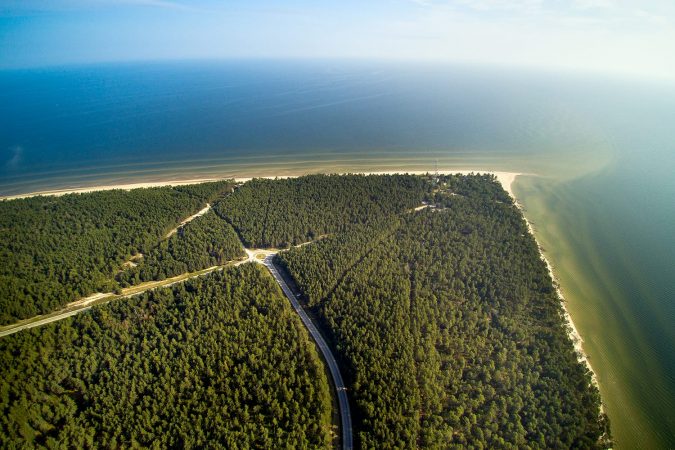 Aerial view of Kolka cape, Baltic sea, Latvia