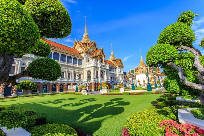 Royal Grand palace, Wat pra kaew with blue sky, Bangkok, Thailand