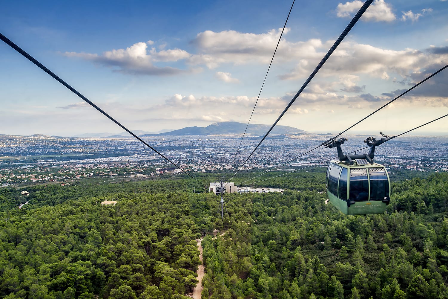 Cable car of the famous Regency Casino Mont Parnes and Hotel complex in Greece