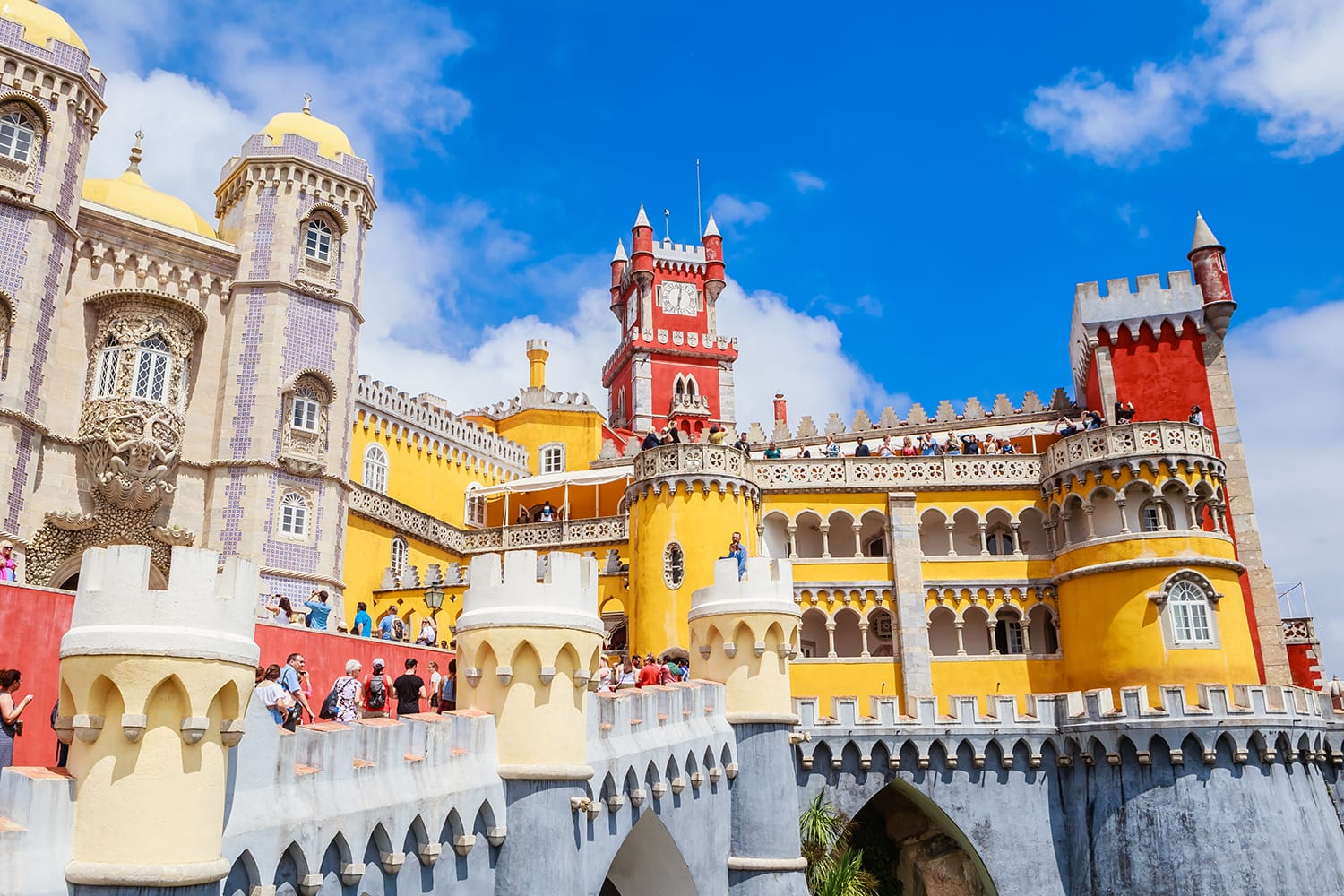 View of the Pena Palace in Sintra National Park, Portugal
