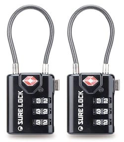 TSA Approved Travel Luggage Locks Black & Red Suitcases Small Padlock for Outdoor School Gym Locker 2 Pack Flexible Combination Cable Locks Backpacks 