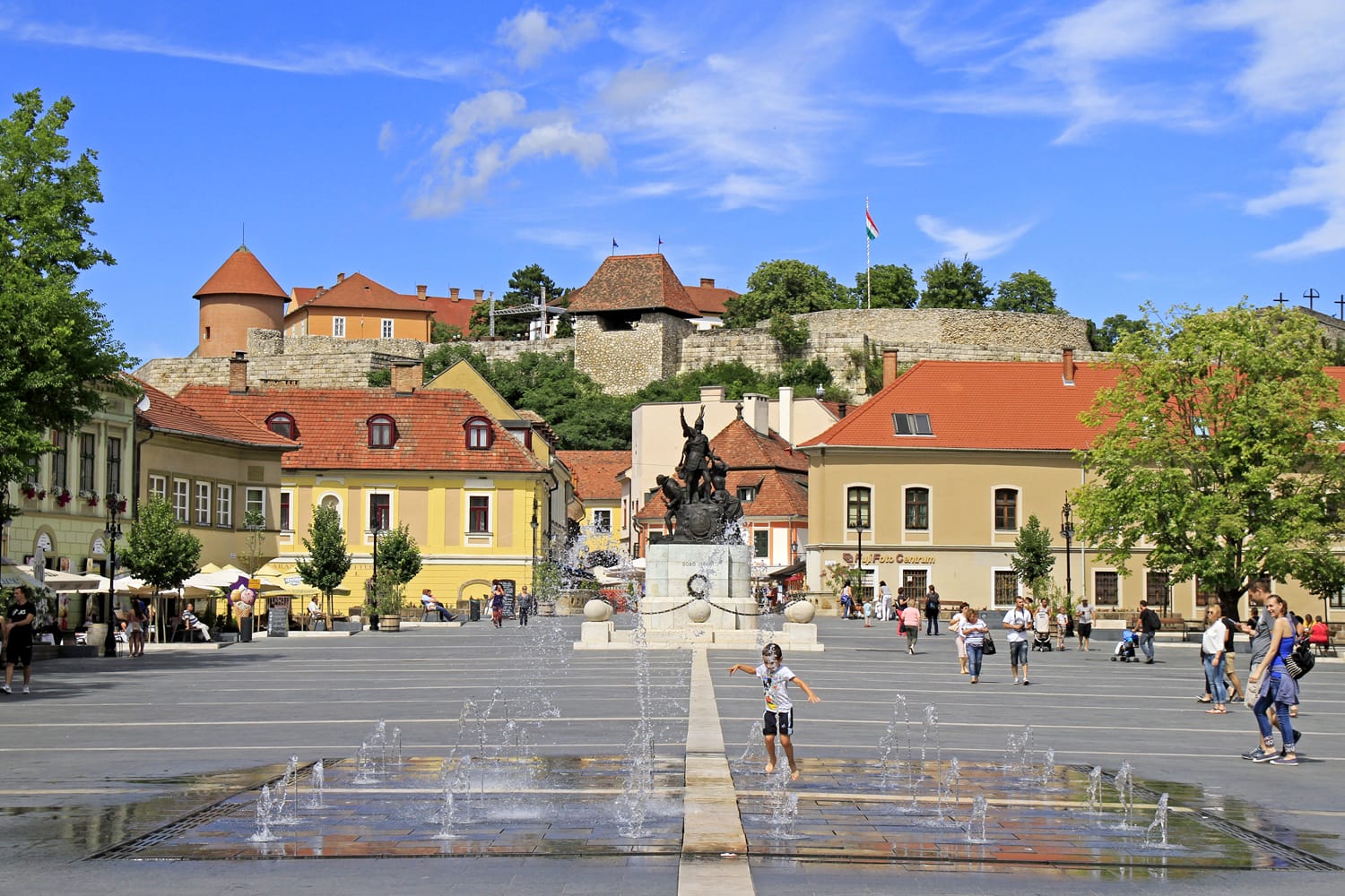 Dobo square is the main square of Eger, Hungary