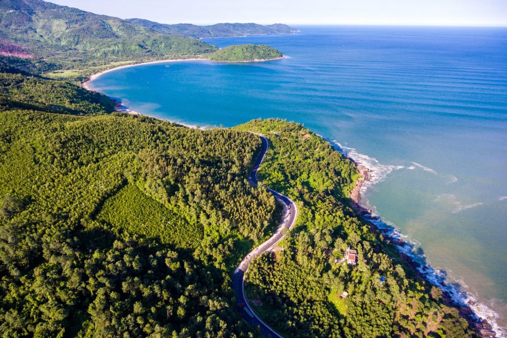 Aerial view of Hai Van Pass in Vietnam