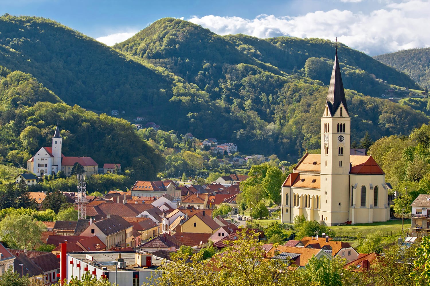 Town of Krapina panoramic view, Zagorje region, Croatia