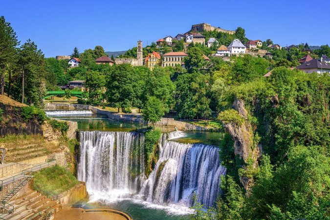 Jajce town in Bosnia and Herzegovina, famous for the beautiful Pliva waterfall