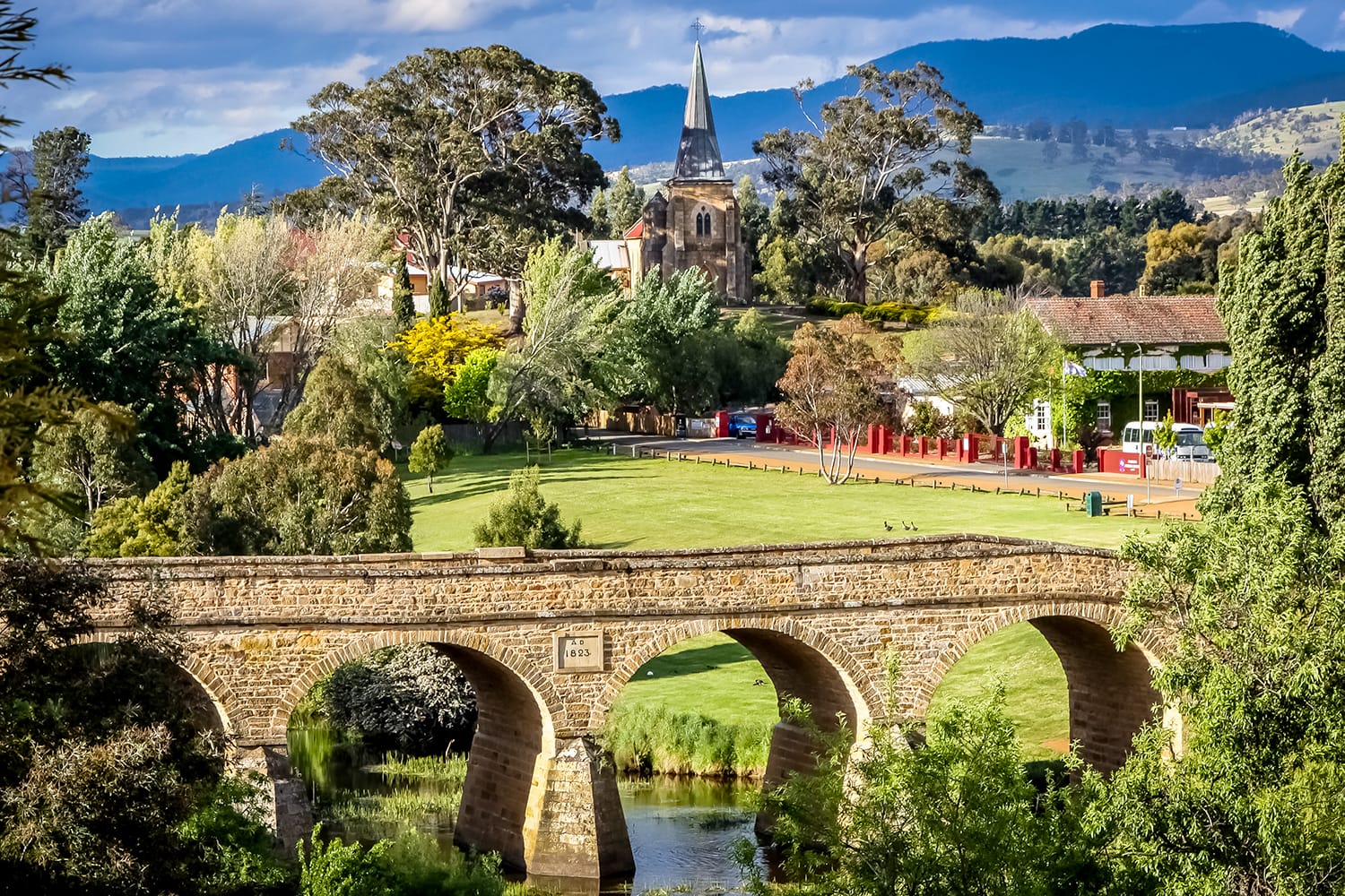 Bridge and townscape of Richmond in Tasmania, Australia
