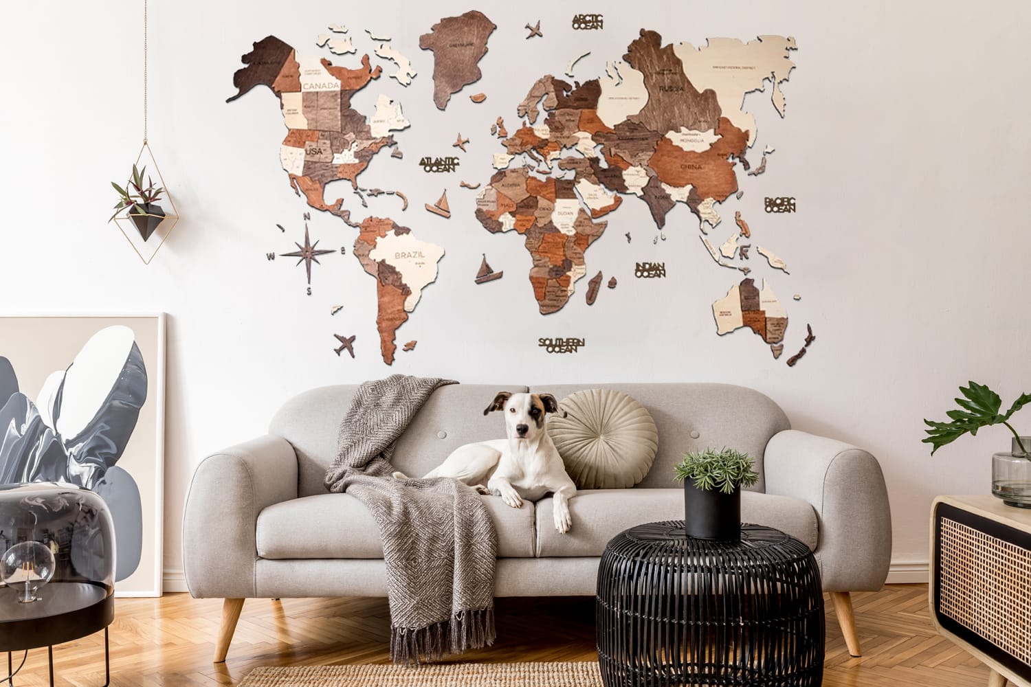 Living Room Decor Travel Wall Art Adventure World Map Embroidery Gift for Traveller Vintage World Map Print Adventure Sign
