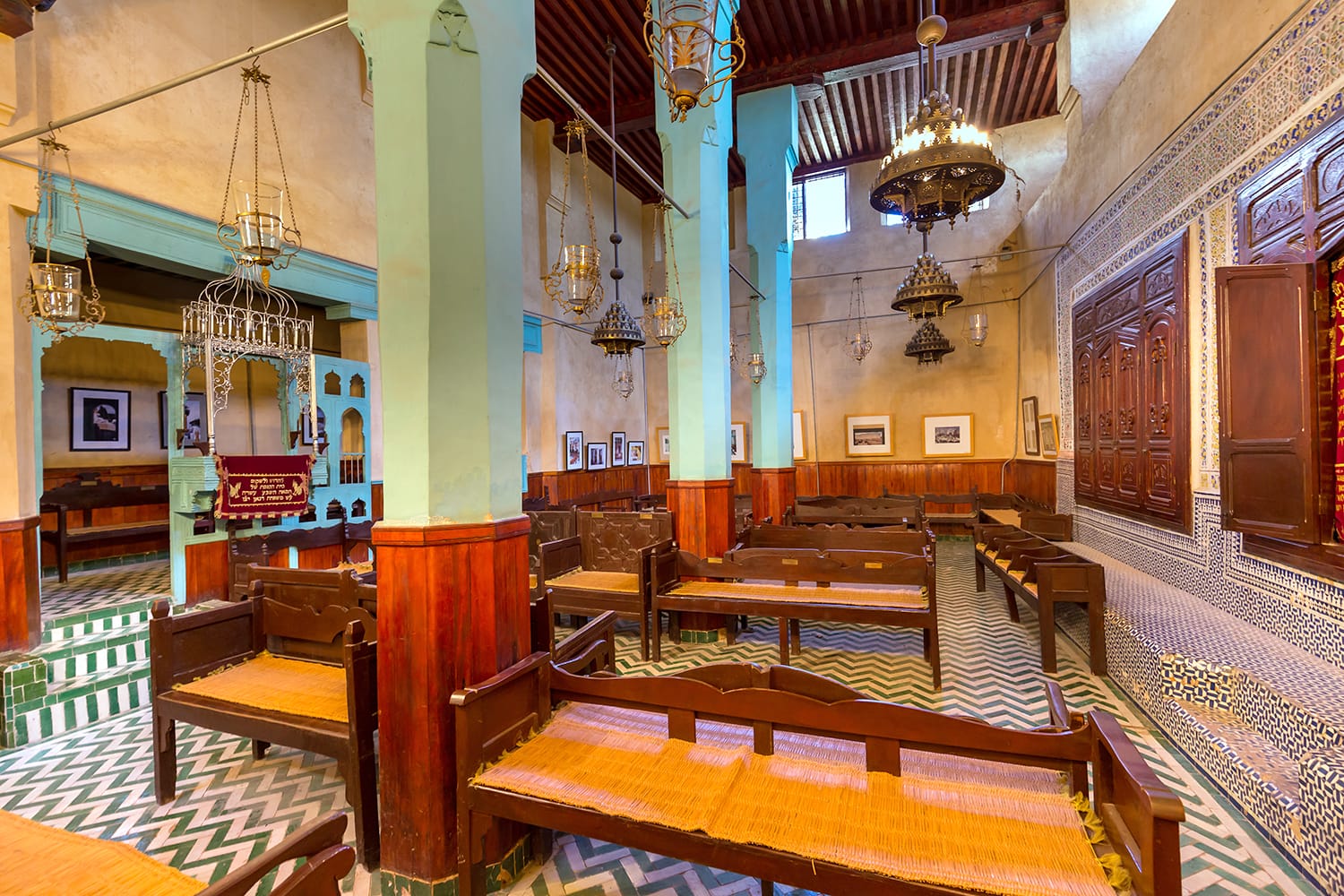 Interior of the Jewish Synagogue Ibn Danan in Fes Medina, Morocco