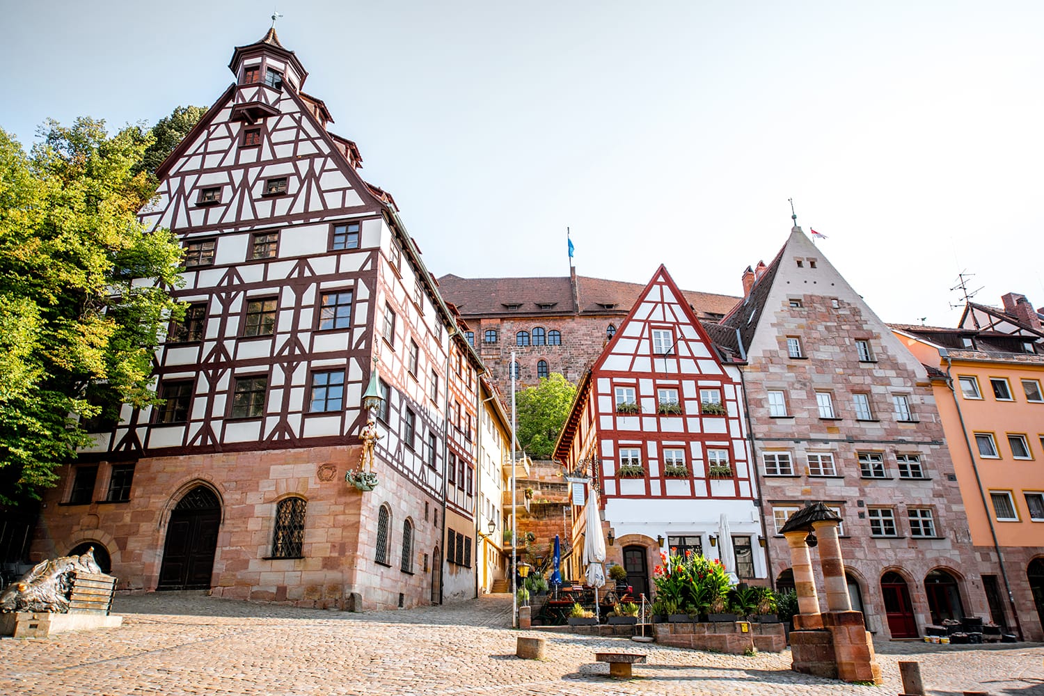 Beautiful half-timbered houses in the old town of Nurnberg, Germany