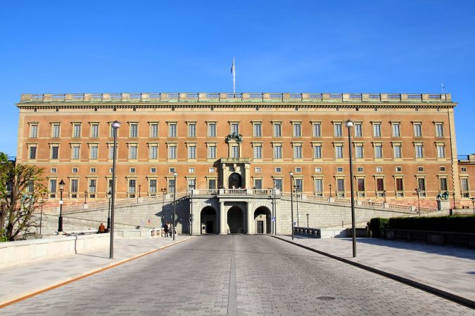 Famous Swedish Royal Palace (Stockholms slott) at Gamla Stan (the Old Town), Stadsholmen island.