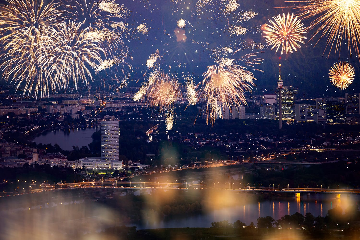 Fireworks on New Years Eve in Vienna, Austria