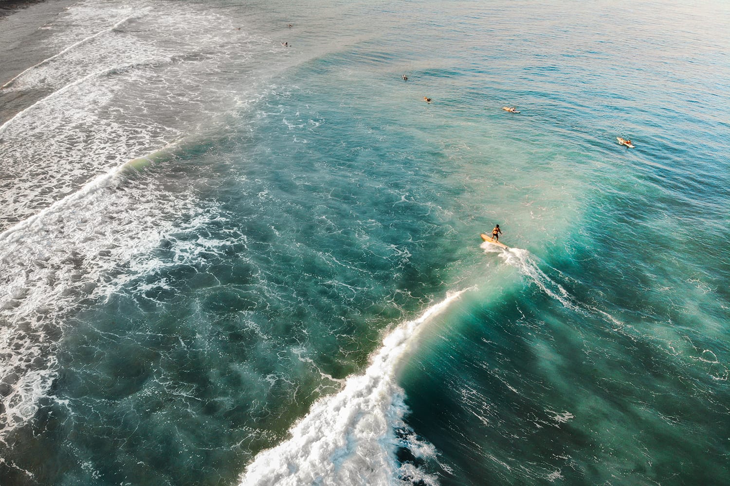 Aerial View of Surfing at San Juan ,La Union, Philippines