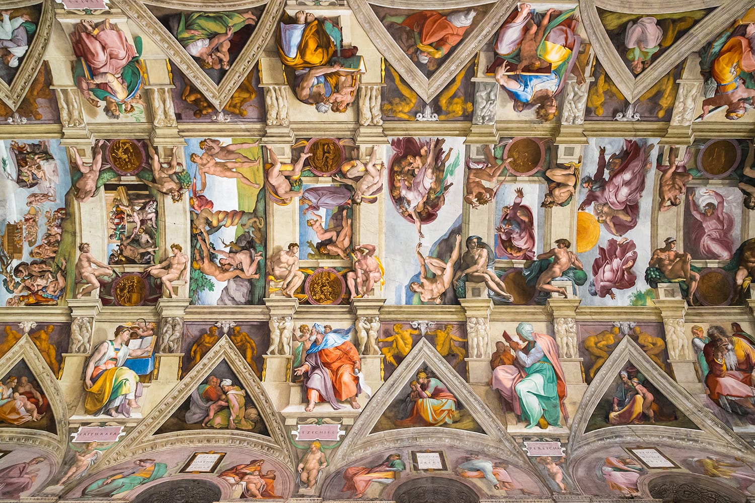 Ceiling of the Sistine chapel in the Vatican museum in Vatican, Rome, Italy