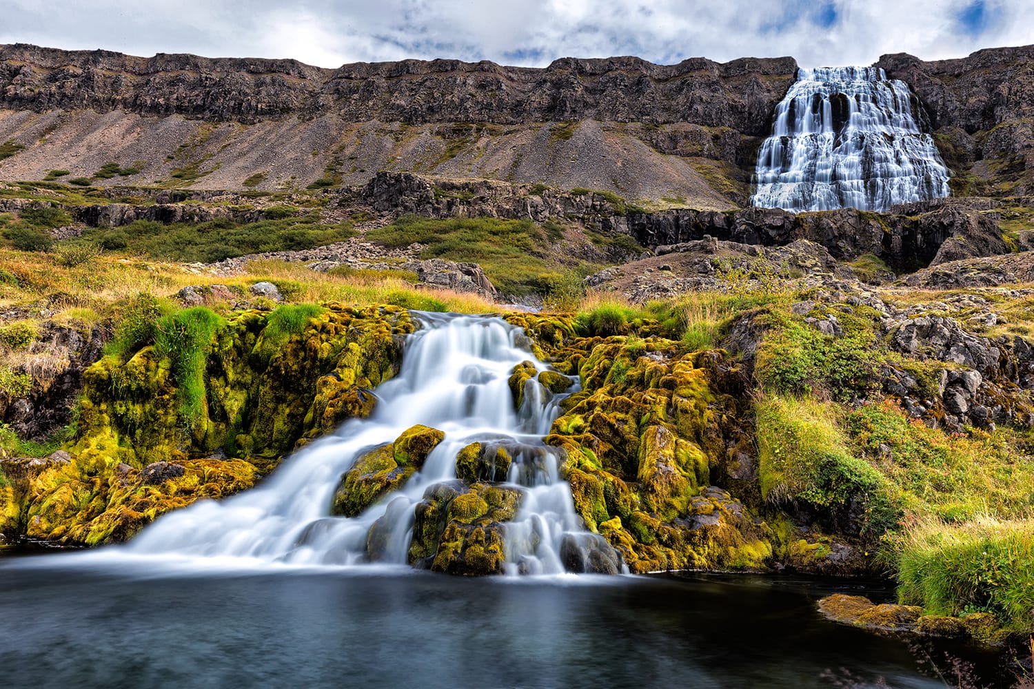 Dynjandi waterfall in the westfjords of Iceland