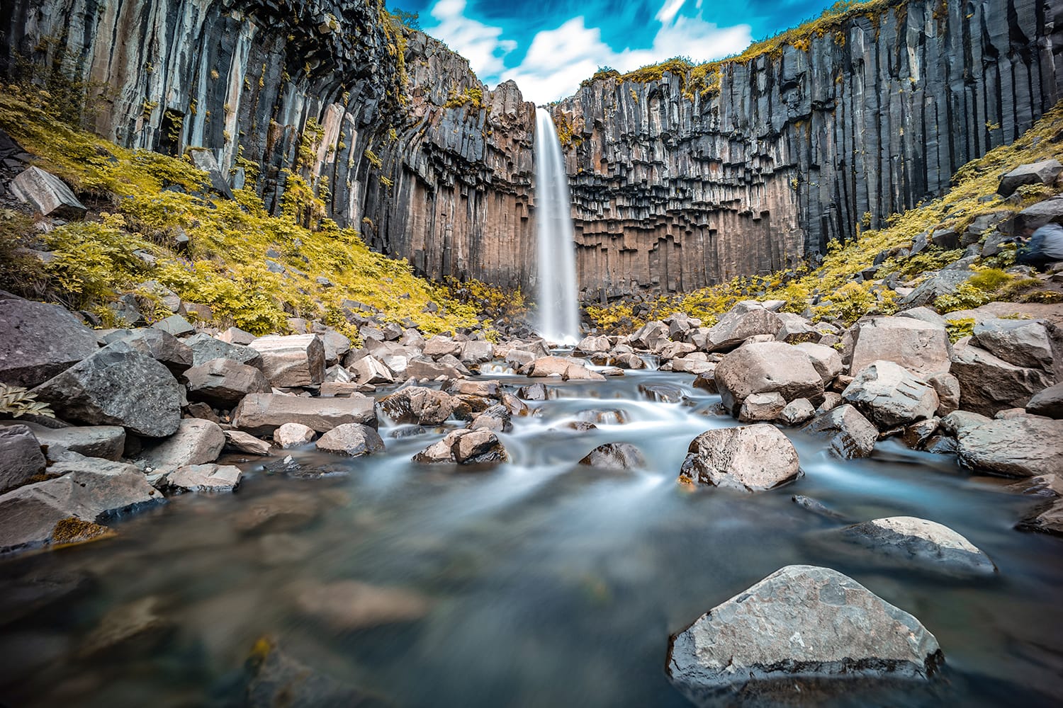 Svartifoss waterfall in Skaftafell, which belongs to Vatnajökull National park, Iceland
