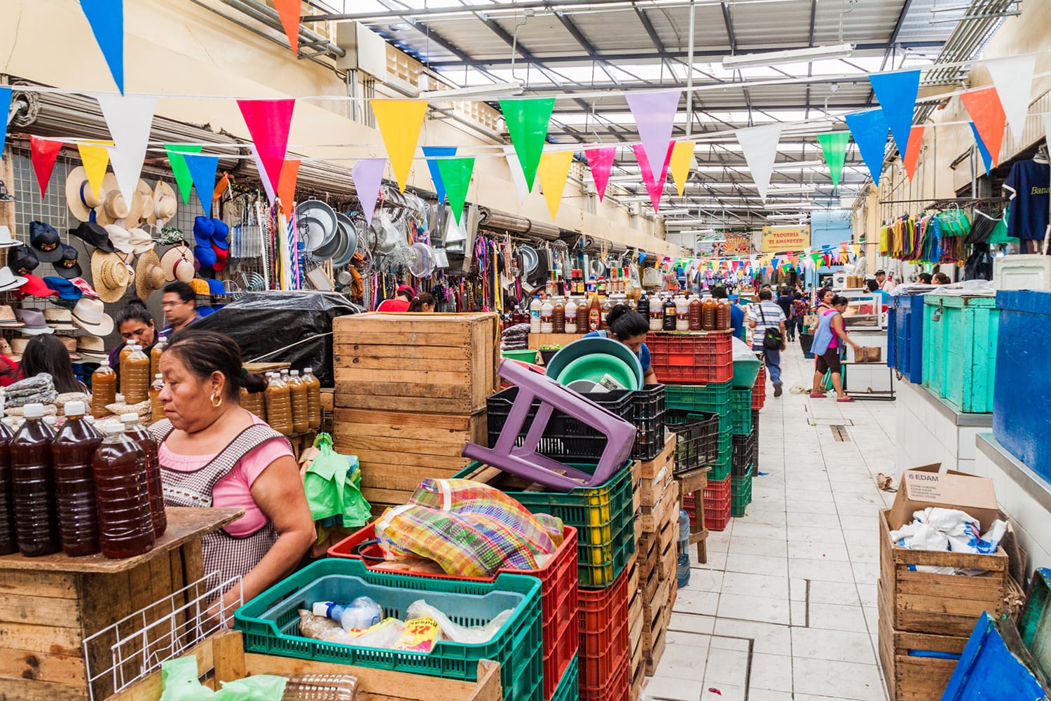 Interior of Mercado Municipal Lucas de Galvez market in Merida, Mexico